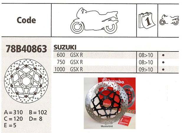 Brembo Brake Disc Performance Serie Oro 78B40863, front