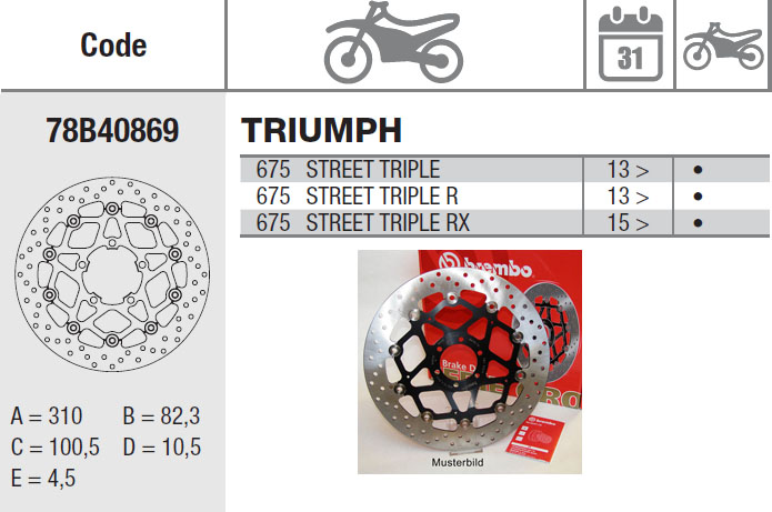 Brembo Brake Disc Performance Serie Oro 78B40869, front