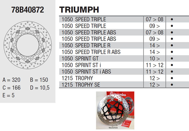 Brembo Brake Disc Performance Serie Oro 78B40872, front