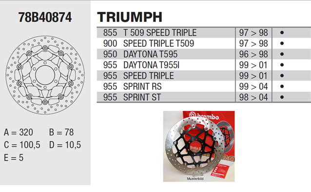 Brembo Brake Disc Performance Serie Oro 78B40874, front