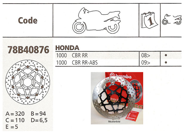 Brembo Bremsscheibe Performance Serie Oro 78B40876, vorne