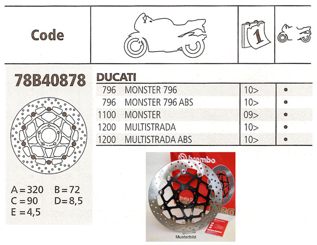Brembo Brake Disc Performance Serie Oro 78B40878, front