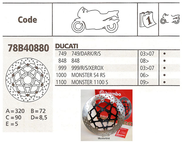 Brembo Bremsscheibe Performance Serie Oro 78B40880, vorne