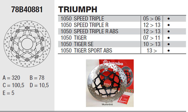 Brembo Brake Disc Performance Serie Oro 78B40881, front