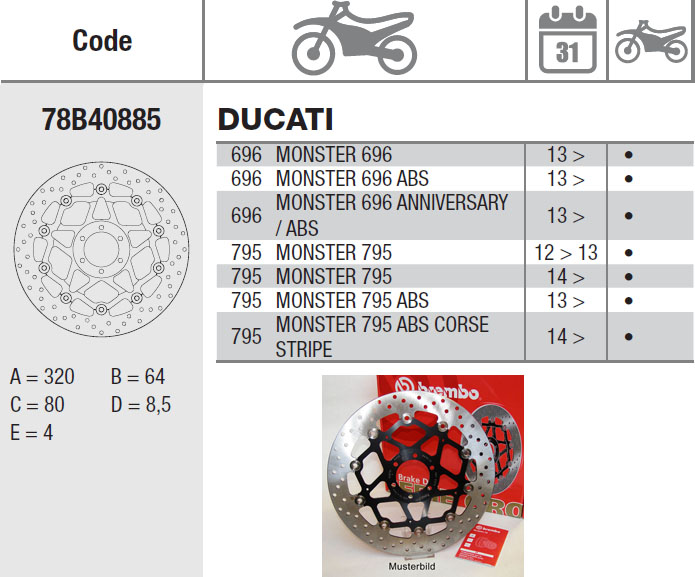 Brembo Brake Disc Performance Serie Oro 78B40885, front