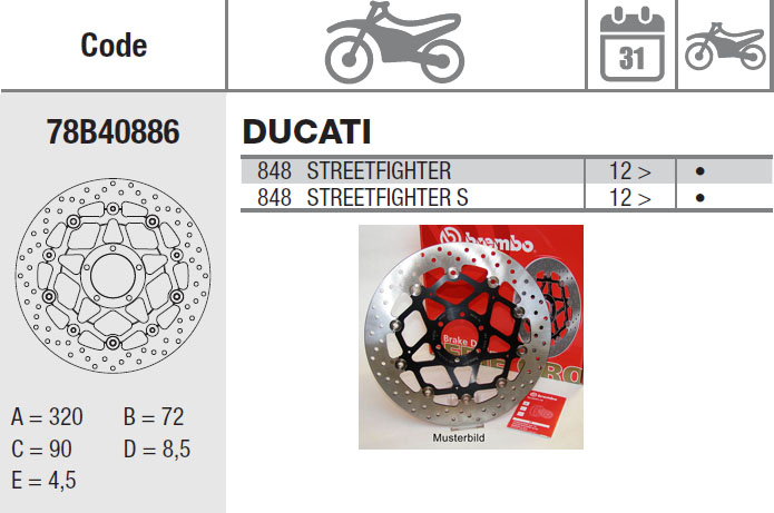 Brembo Brake Disc Performance Serie Oro 78B40886, front