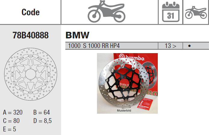 Brembo Brake Disc Performance Serie Oro 78B40888, front