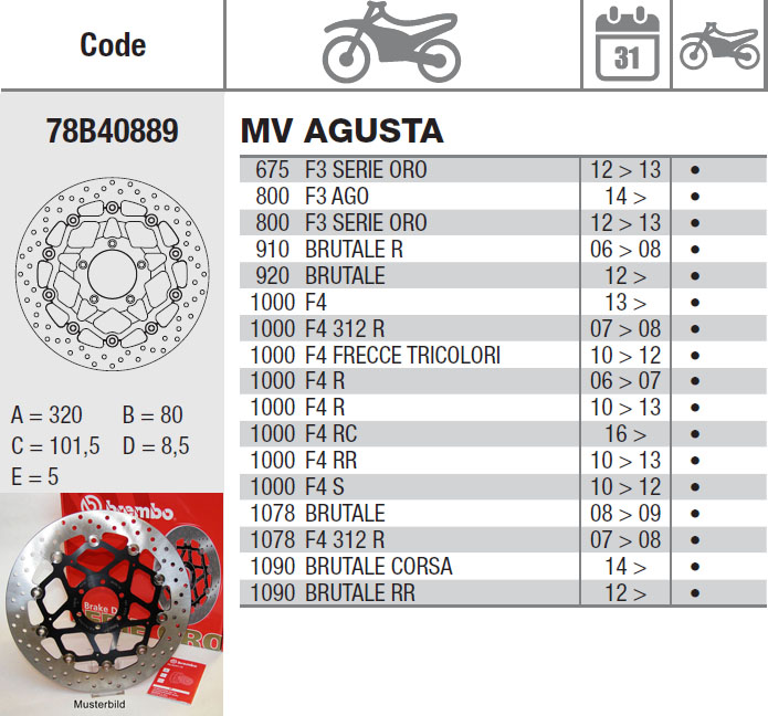 Brembo Brake Disc Performance Serie Oro 78B40889, front