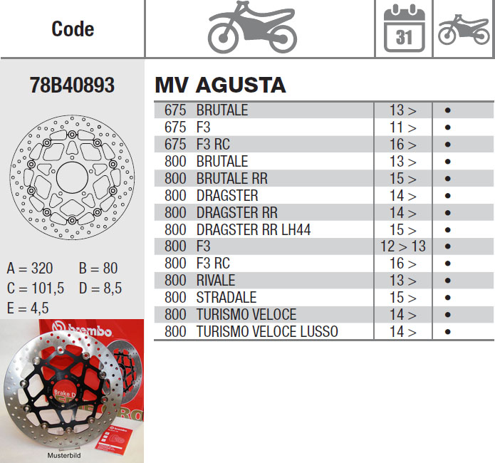 Brembo Brake Disc Performance Serie Oro 78B40893, front