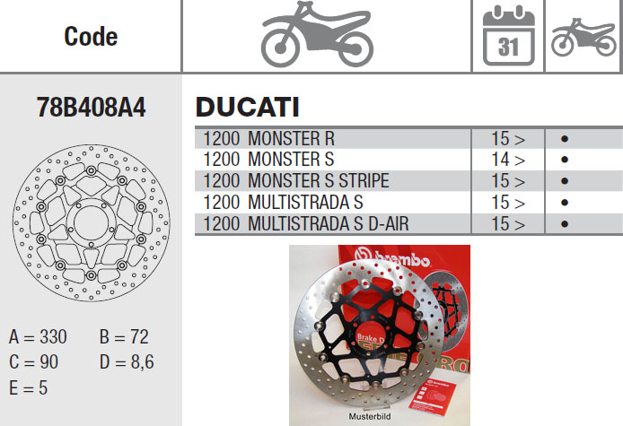 Brembo Brake Disc Performance Serie Oro 78B408A4, front