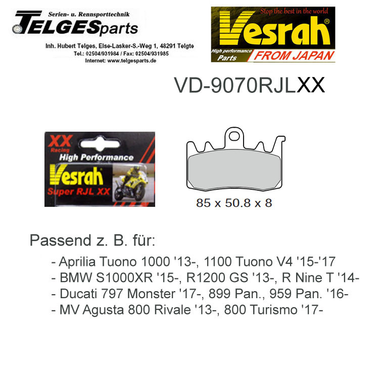 Vesrah Racing-Brake Pads RJLXX, VD-9070RJLXX