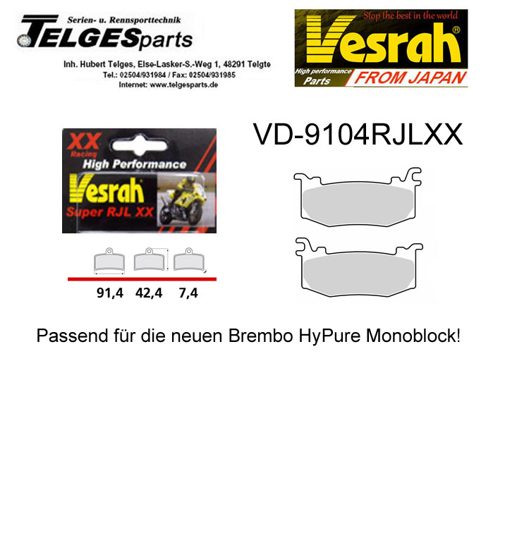 Vesrah Racing-Bremsbeläge RJLXX, VD-9104RJLXX